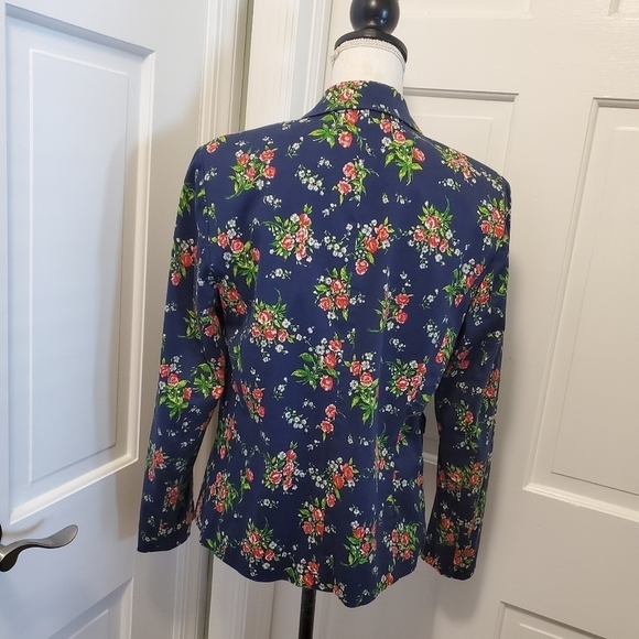 Orvis Navy Floral Print Blazer Size 10, Classic, Casual - Picture 4 of 9